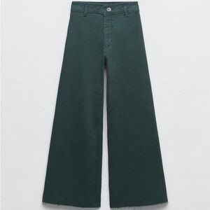 Zara HIGH-WAISTED ZW SAILOR STRAIGHT JEANS (dark green)